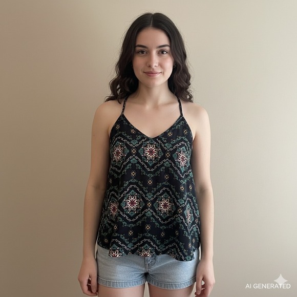 Hollister Tops - Hollister Women's‎ Medium Multi Coloured Camisole Y Back Top India